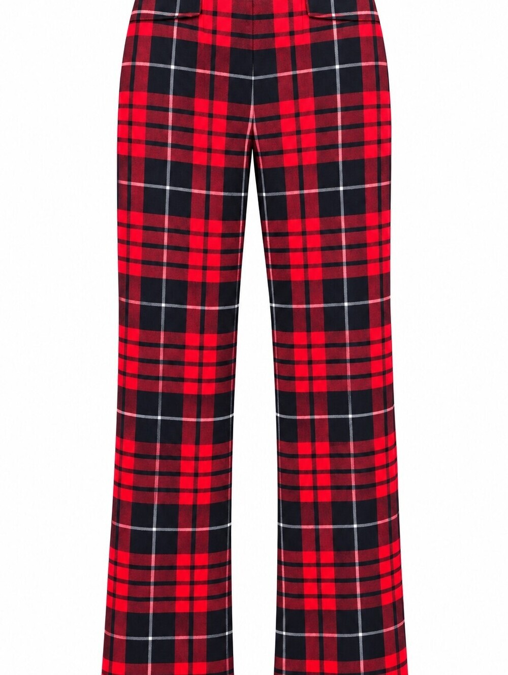 Red & Black Tartan Plaid Straight-Leg Ankle Pants – Classic Holiday Chic